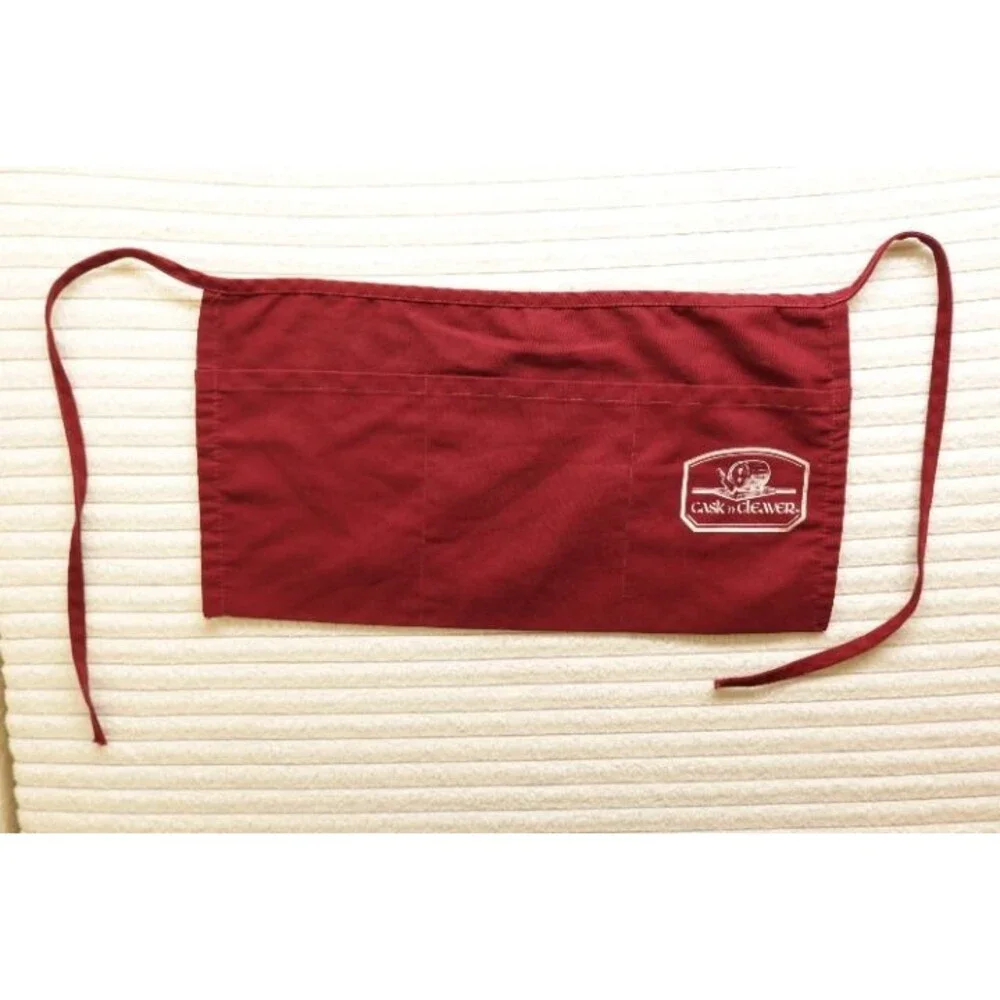 Vintage Cask n Cleaver Maroon Waist Apron Cooking Kitchen Attire Collectible